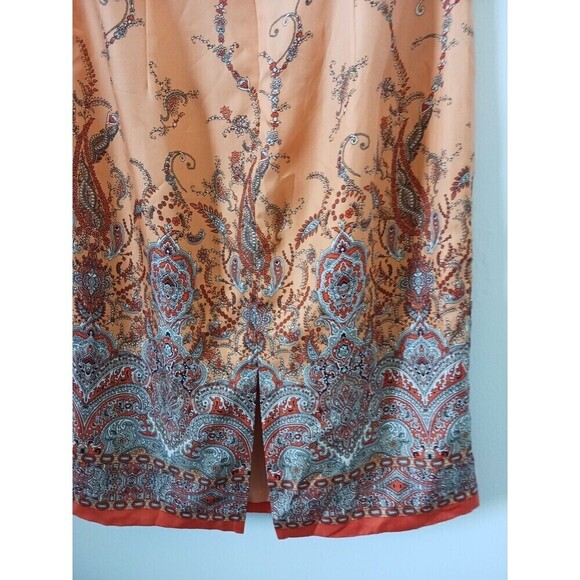 Ann Taylor Petite Sheath Silk Dress Sleeveless Knee Length Orange Size 6P - Picture 7 of 7